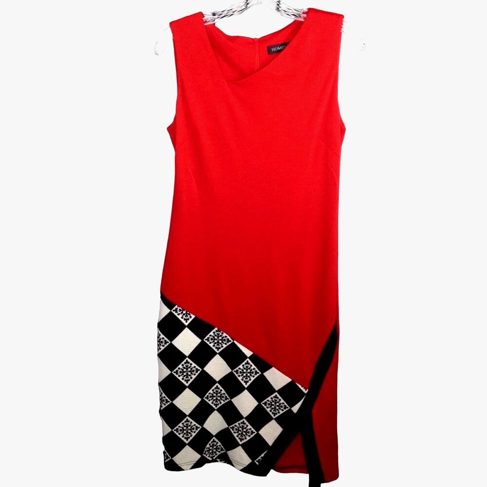 Homeyee Checkered Sleeveless Red Dress Size 8